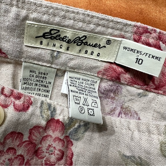 Vintage Eddie Bauer Linen Floral Print Wrap skirt Skirt Natural butterfly - Picture 4 of 11